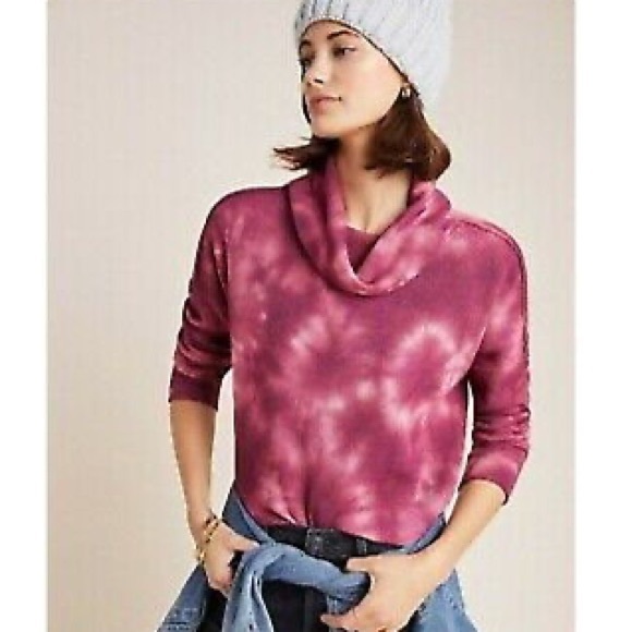 Maeve thermal cowl neck top with a raspberry tie dye / S / Excellent condition - Picture 1 of 16